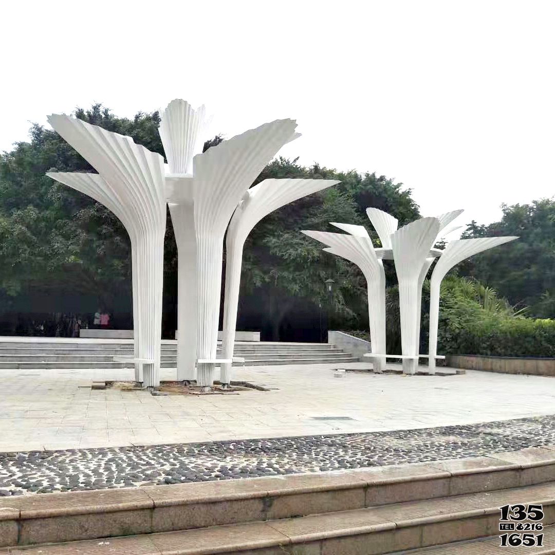 涼亭雕塑-廣場公園玻璃鋼扇形創意休閑區涼亭 涼亭雕塑-廣場公園玻璃鋼扇形創意休閑區涼亭高清圖片