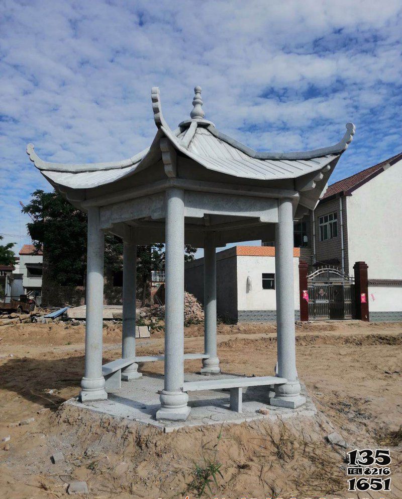 涼亭雕塑-文化廣場擺放仿古青石涼亭 涼亭雕塑-文化廣場擺放仿古青石涼亭高清圖片