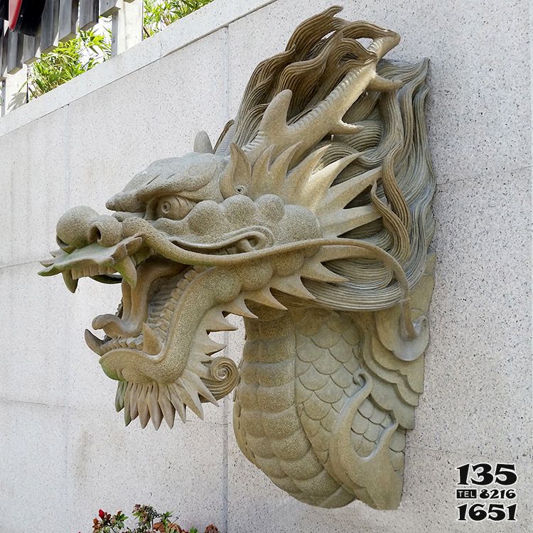 龍雕塑-庭院小區創意墻面上的大理石石雕龍雕塑 龍雕塑-庭院小區創意墻面上的大理石石雕龍雕塑高清圖片