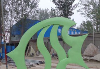 鯉魚雕塑-街道擺放的不銹鋼卡通鯉魚雕塑