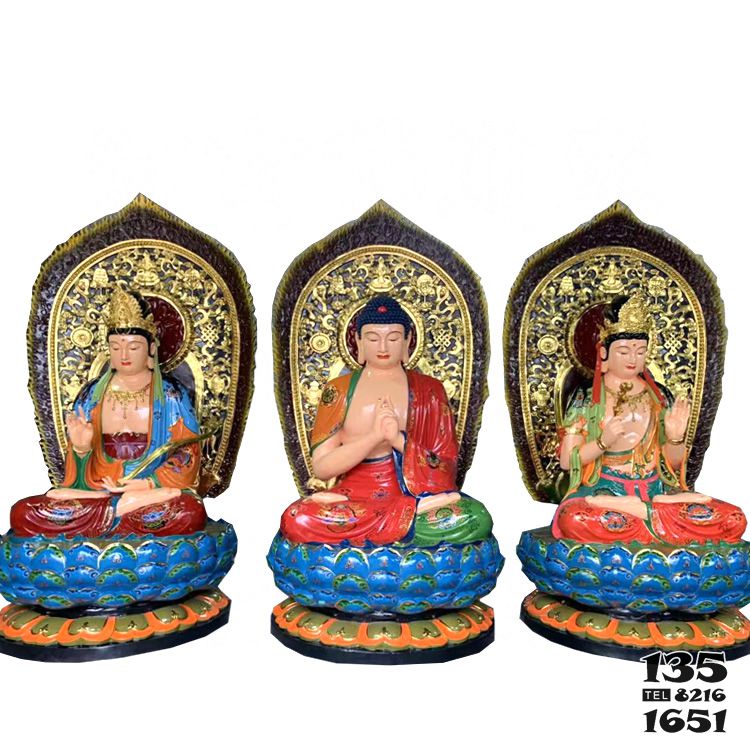 三圣雕塑-玻璃鋼彩繪寺廟供奉佛像三圣雕塑 三圣雕塑-玻璃鋼彩繪寺廟供奉佛像三圣雕塑高清圖片