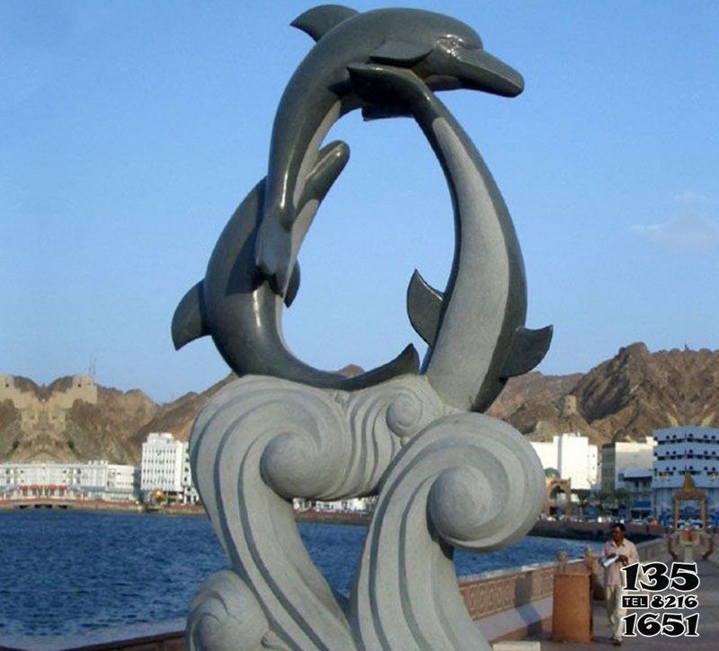 海豚雕塑-海邊景區廣場擺放海豚三只大號石雕海豚雕塑 海豚雕塑-海邊景區廣場擺放海豚三只大號石雕海豚雕塑高清圖片
