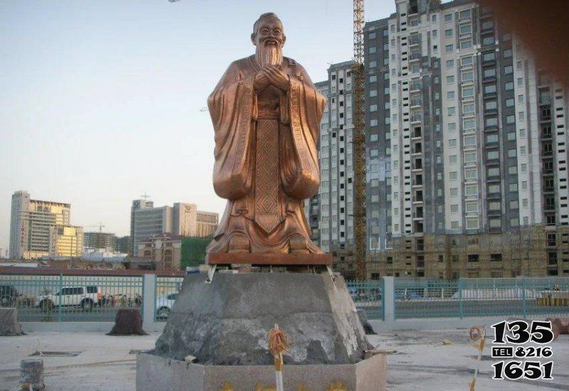 孔子雕塑-校園萬世師表孔子鑄造黃銅雕塑 孔子雕塑-校園萬世師表孔子鑄造黃銅雕塑高清圖片