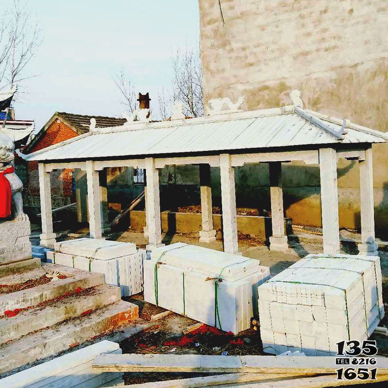 涼亭雕塑-寺院戶外擺放青石仿古建長廊涼亭 涼亭雕塑-寺院戶外擺放青石仿古建長廊涼亭高清圖片