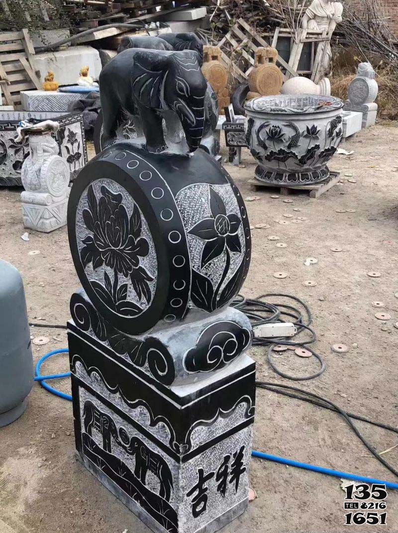 抱鼓石門墩雕塑-大理石仿古小象抱鼓石門口擺件雕塑 抱鼓石門墩雕塑-大理石仿古小象抱鼓石門口擺件雕塑高清圖片