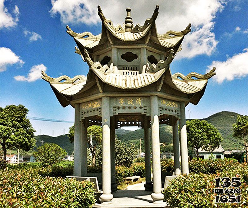 涼亭雕塑-園林景觀清波亭仿古青石鏤空涼亭 涼亭雕塑-園林景觀清波亭仿古青石鏤空涼亭高清圖片