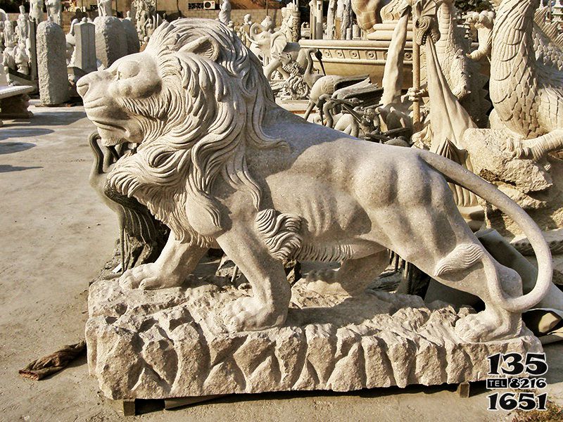 獅子雕塑-戶外園林大型大理石石雕庭院景觀獅子雕塑 獅子雕塑-戶外園林大型大理石石雕庭院景觀獅子雕塑高清圖片
