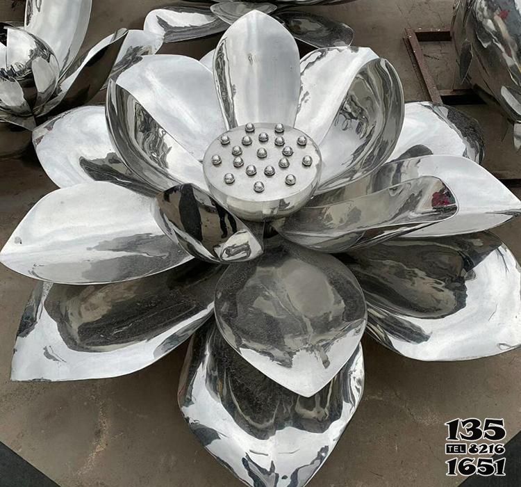 荷花雕塑-池塘不銹鋼白鋼荷花雕塑 荷花雕塑-池塘不銹鋼白鋼荷花雕塑高清圖片