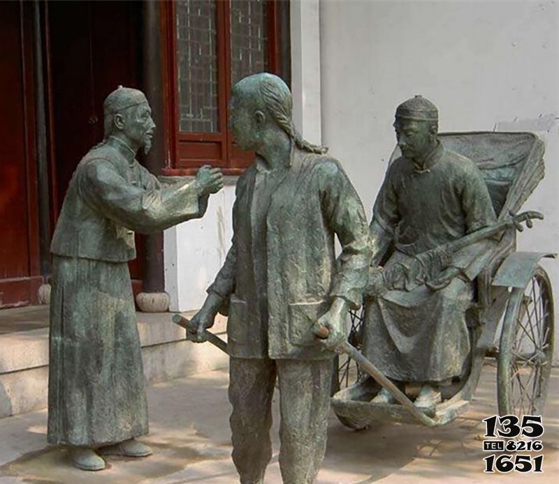 黃包車雕塑-景區廣場車夫拉人仿古做舊觀景小品青銅雕塑 黃包車雕塑-景區廣場車夫拉人仿古做舊觀景小品青銅雕塑高清圖片