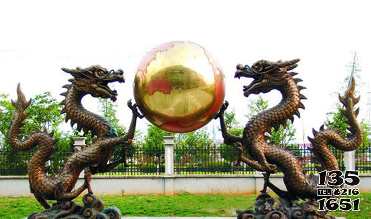 龍雕塑-景區戶外創意不銹鋼仿銅二龍戲珠龍雕塑 龍雕塑-景區戶外創意不銹鋼仿銅二龍戲珠龍雕塑高清圖片
