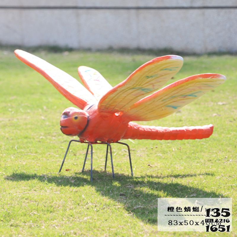 蜻蜓雕塑-商場醫院爬行橘黃玻璃鋼蜻蜓雕塑 蜻蜓雕塑-商場醫院爬行橘黃玻璃鋼蜻蜓雕塑高清圖片