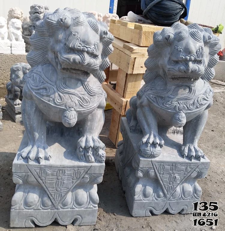 獅子雕塑-戶外別墅青石石雕一對家用看門的獅子雕塑 獅子雕塑-戶外別墅青石石雕一對家用看門的獅子雕塑高清圖片