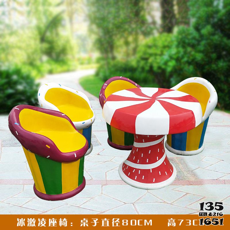 冰激凌座椅雕塑-公園多個玻璃鋼冰激凌座椅雕塑 冰激凌座椅雕塑-公園多個玻璃鋼冰激凌座椅雕塑高清圖片
