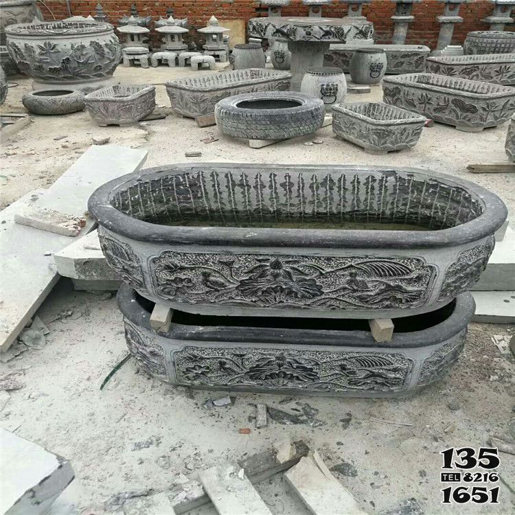 花盆雕塑-庭院大型青石魚缸種花花盆雕塑 花盆雕塑-庭院大型青石魚缸種花花盆雕塑高清圖片