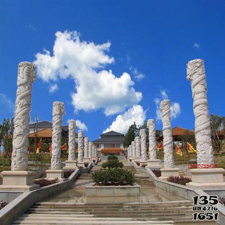 龍柱雕塑-園林景區漢白玉雕刻龍柱石雕 龍柱雕塑-園林景區漢白玉雕刻龍柱石雕高清圖片