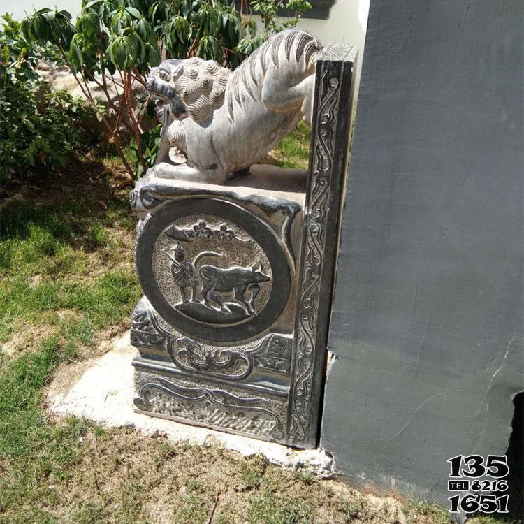 抱鼓石門墩雕塑-一對做舊青石抱鼓家用門口仿古石雕擺件雕塑