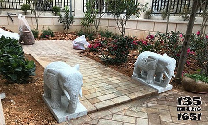 大象雕塑-街道大理石石雕戶外園林大象雕塑 大象雕塑-街道大理石石雕戶外園林大象雕塑高清圖片
