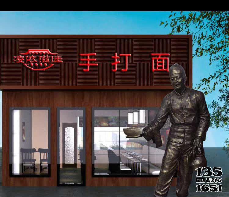 店小二雕塑-街邊賣手打面招呼客人玻璃鋼店小二人物雕塑 店小二雕塑-街邊賣手打面招呼客人玻璃鋼店小二人物雕塑高清圖片