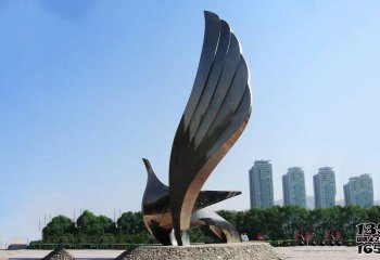 鴿子雕塑-城市海中月不銹鋼鏡面創(chuàng)造抽象鴿子雕塑