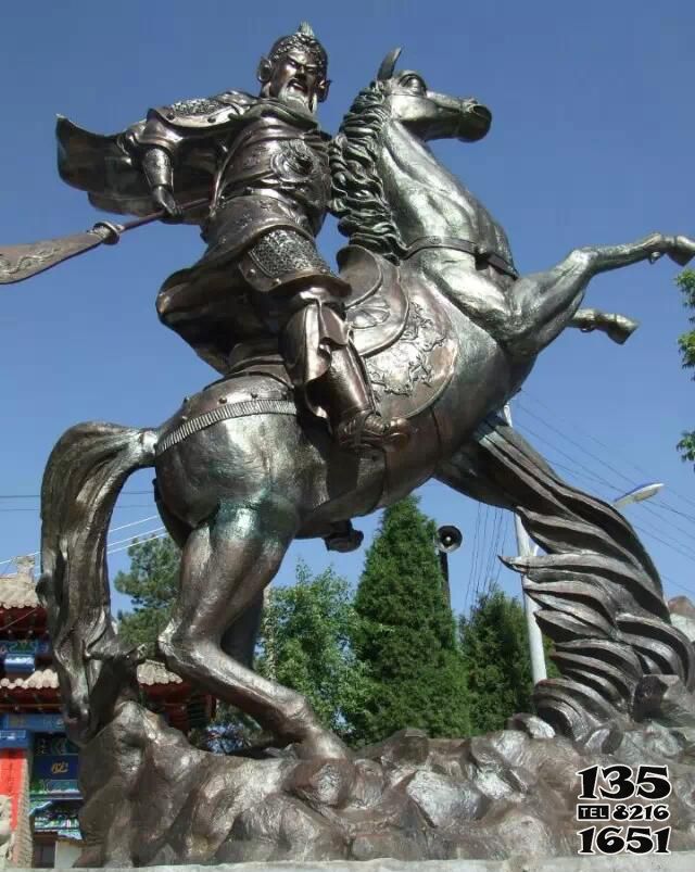 關公雕塑-景點大型不銹鋼仿銅騎馬的關公雕塑 關公雕塑-景點大型不銹鋼仿銅騎馬的關公雕塑高清圖片