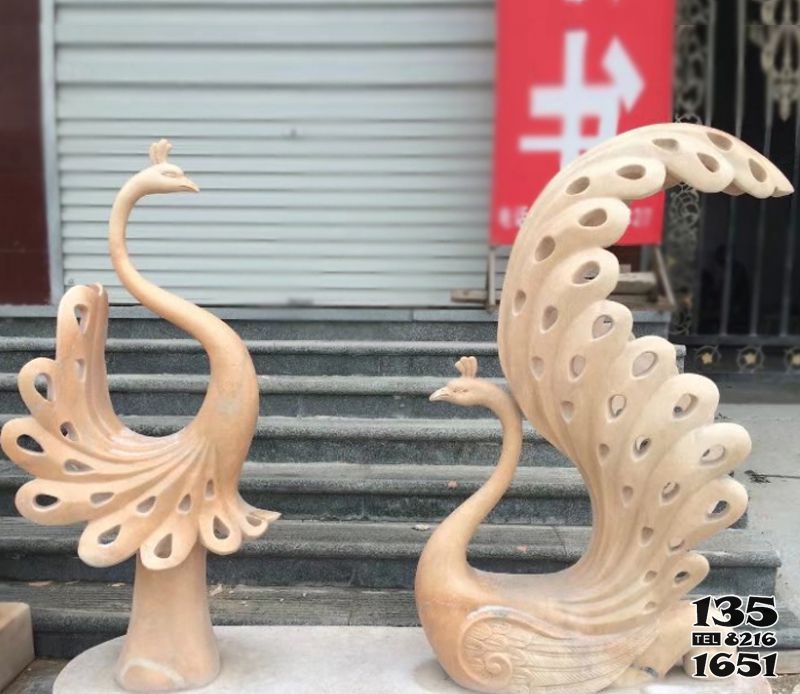 孔雀雕塑-街道上兩只比美的玻璃鋼創意孔雀雕塑 孔雀雕塑-街道上兩只比美的玻璃鋼創意孔雀雕塑