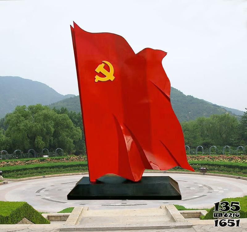 黨建雕塑-園林廣場大號紅色不銹鋼黨建雕塑 黨建雕塑-園林廣場大號紅色不銹鋼黨建雕塑高清圖片