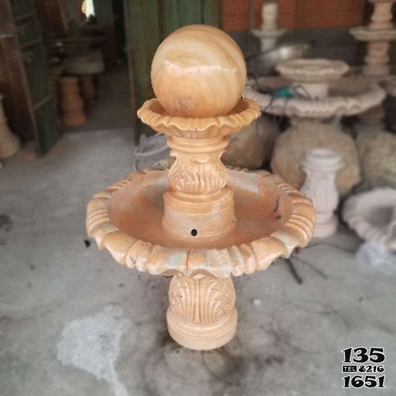 風(fēng)水球雕塑-庭院小型家用晚霞紅風(fēng)水球噴泉雕塑