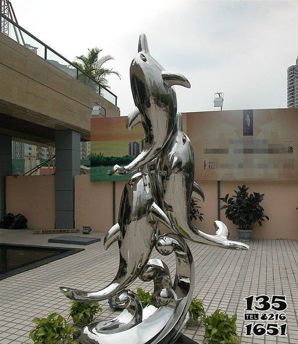海豚雕塑-別墅庭院三只不銹鋼海豚雕塑 海豚雕塑-別墅庭院三只不銹鋼海豚雕塑高清圖片
