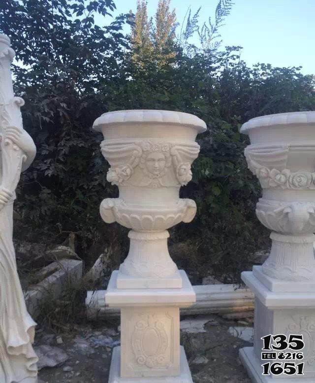 花盆雕塑-別墅小區漢白玉石雕戶外大型景觀花盆雕塑 花盆雕塑-別墅小區漢白玉石雕戶外大型景觀花盆雕塑高清圖片