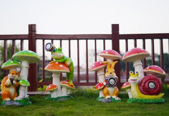 蘑菇雕塑-公園戶外玻璃鋼多種造型的蘑菇雕塑