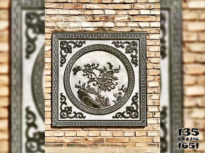 花窗雕塑-院門中國元素菊花圖案石雕花窗 花窗雕塑-院門中國元素菊花圖案石雕花窗