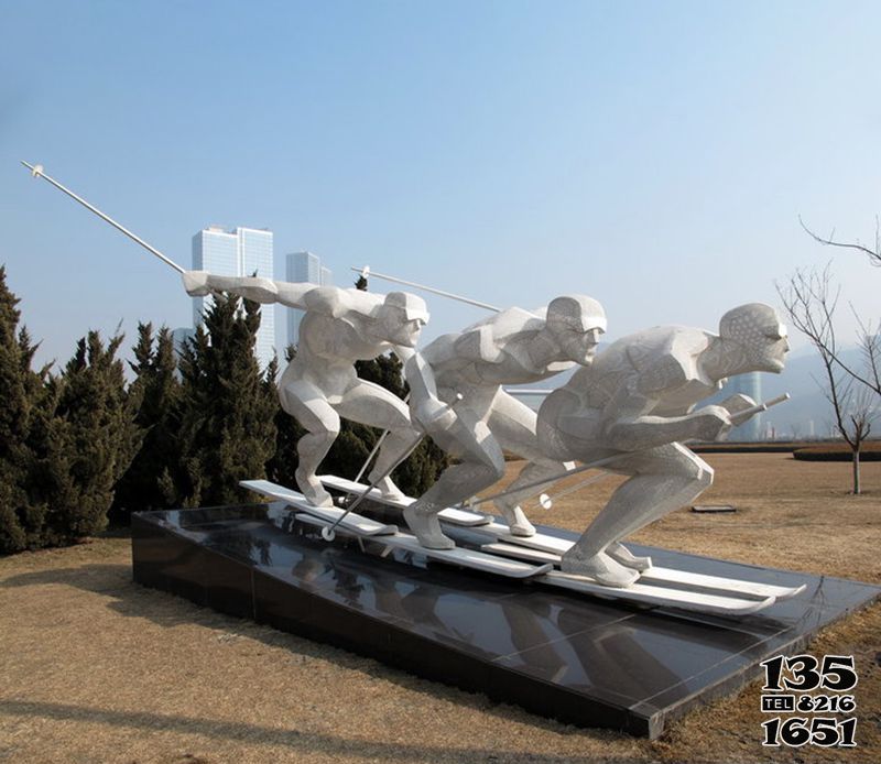 滑雪雕塑-學院操場擺放不銹鋼人物滑雪雕塑 滑雪雕塑-學院操場擺放不銹鋼人物滑雪雕塑