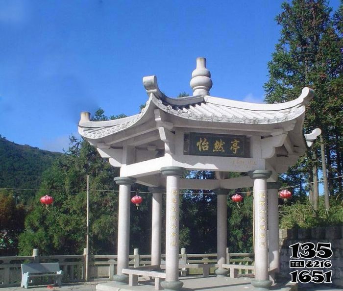 涼亭雕塑-農(nóng)場景觀戶外擺放漢白玉仿古建筑怡然亭 涼亭雕塑-農(nóng)場景觀戶外擺放漢白玉仿古建筑怡然亭高清圖片