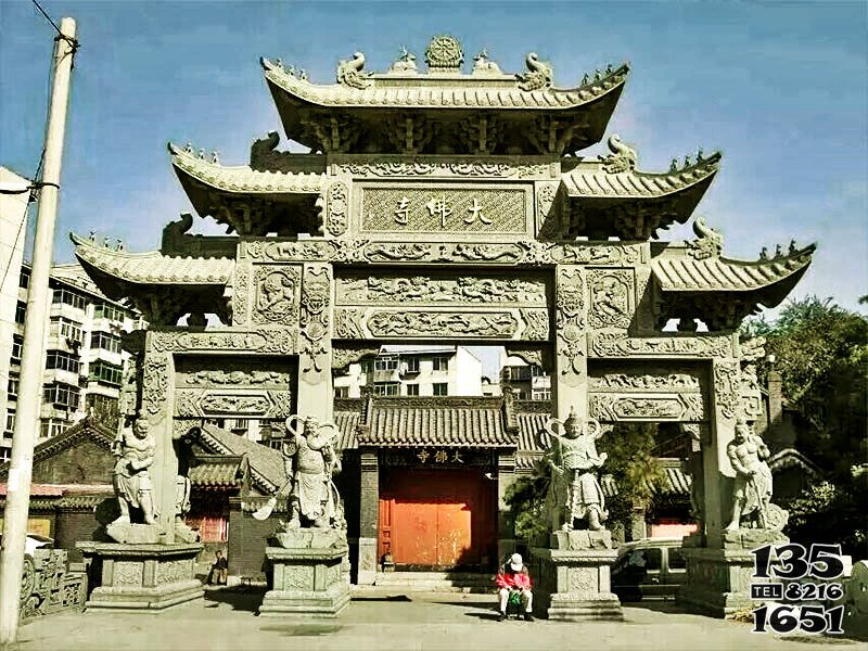 牌坊雕塑-大佛寺廟仿古青石浮雕門樓石雕牌坊 牌坊雕塑-大佛寺廟仿古青石浮雕門樓石雕牌坊高清圖片