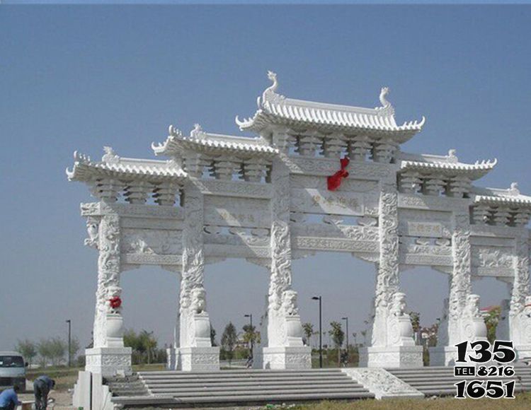 牌坊雕塑-景區漢白玉五門浮雕景觀牌樓石雕 牌坊雕塑-景區漢白玉五門浮雕景觀牌樓石雕高清圖片