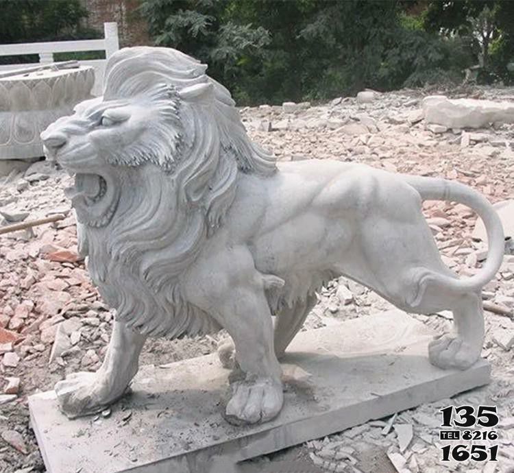 獅子雕塑-公園廣場創意漢白玉石雕鎮宅行走的獅子雕塑 獅子雕塑-公園廣場創意漢白玉石雕鎮宅行走的獅子雕塑高清圖片