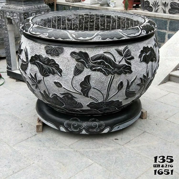 花盆雕塑-青石石雕浮雕荷花庭院別墅花盆雕塑 花盆雕塑-青石石雕浮雕荷花庭院別墅花盆雕塑高清圖片
