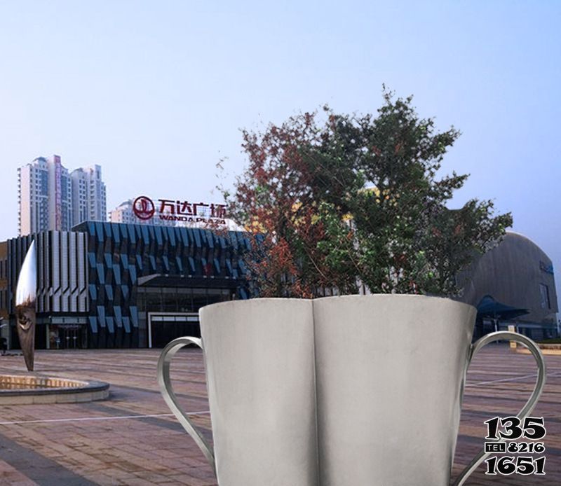花盆雕塑-不銹鋼廣場水杯造型花盆雕塑 花盆雕塑-不銹鋼廣場水杯造型花盆雕塑