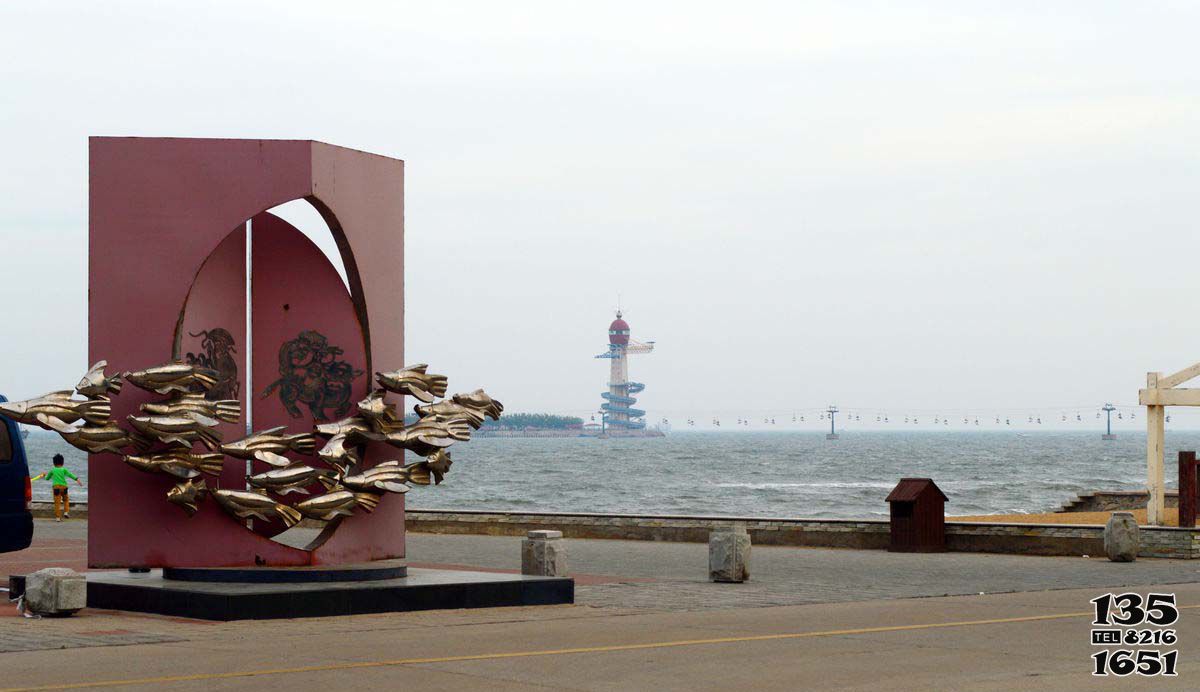 魚雕塑-海邊裝飾一群空中游走的不銹鋼魚雕塑 魚雕塑-海邊裝飾一群空中游走的不銹鋼魚雕塑高清圖片