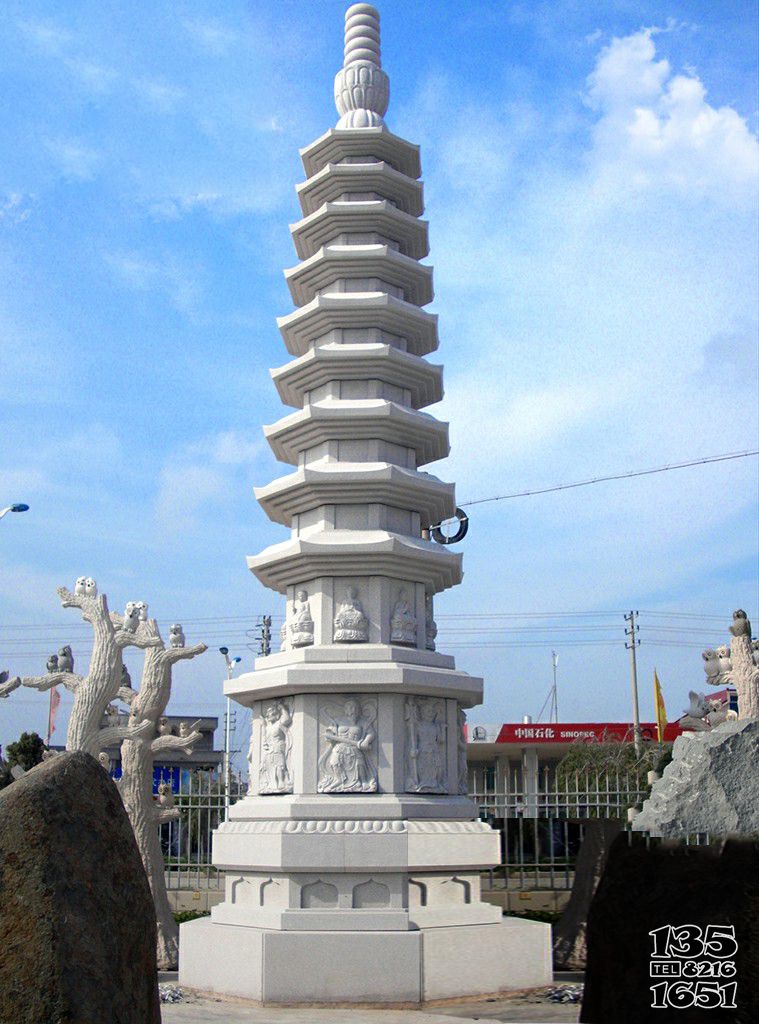 佛塔雕塑-多層寺院景區漢白玉佛塔石雕 佛塔雕塑-多層寺院景區漢白玉佛塔石雕高清圖片