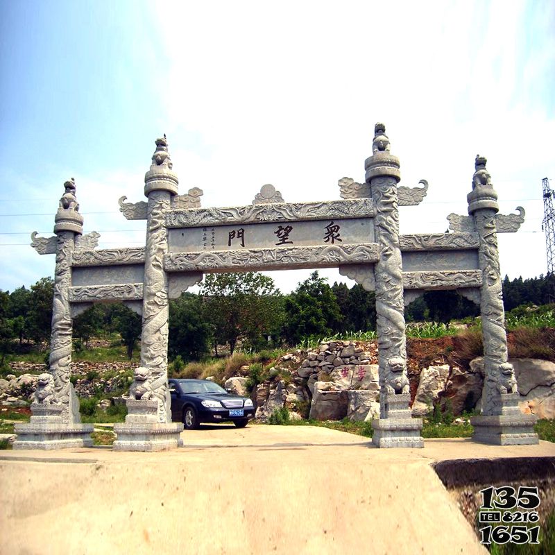 牌坊雕塑-景區大門華表龍柱牌坊石雕 牌坊雕塑-景區大門華表龍柱牌坊石雕高清圖片