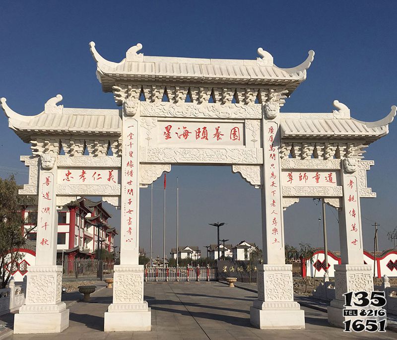 牌坊雕塑-星海頤養園古代牌坊浮雕門樓 牌坊雕塑-星海頤養園古代牌坊浮雕門樓高清圖片