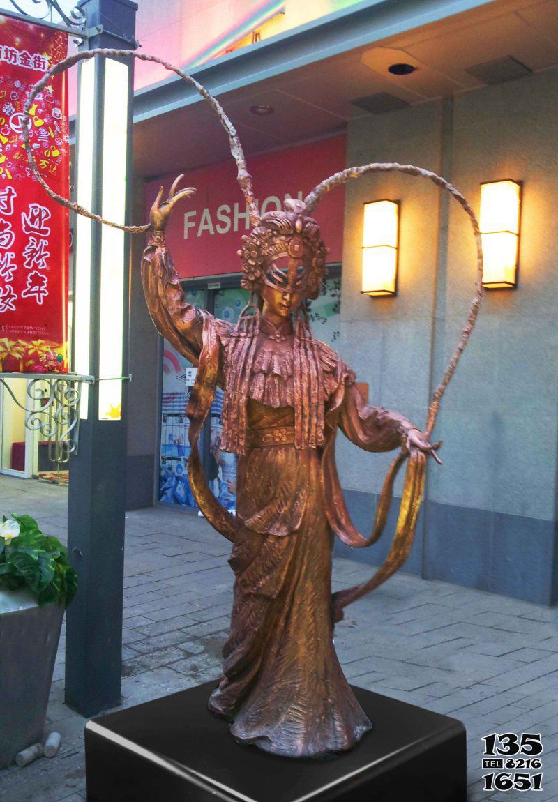 歌唱人物雕塑-景區唱戲的花旦銅雕唱雕塑 歌唱人物雕塑-景區唱戲的花旦銅雕唱雕塑高清圖片