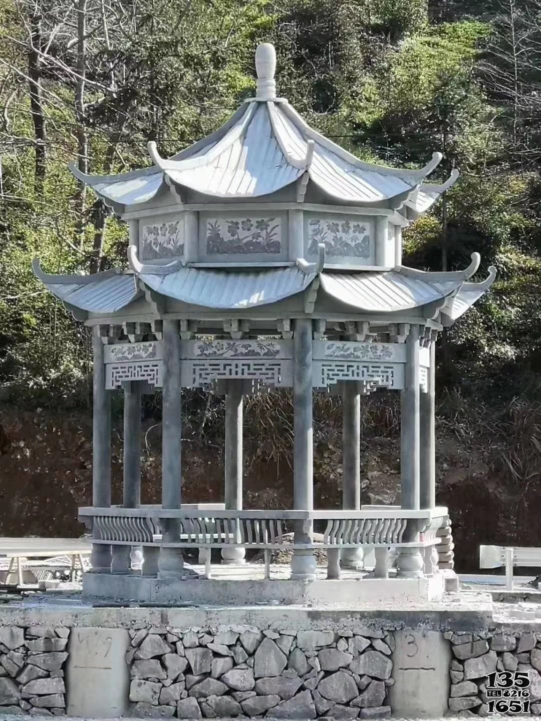 涼亭雕塑-景區擺放寶蓋雕刻兩層青石仿古涼亭 涼亭雕塑-景區擺放寶蓋雕刻兩層青石仿古涼亭