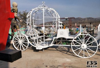 馬車雕塑-公園商場景區白色烤漆不銹鋼馬車雕塑
