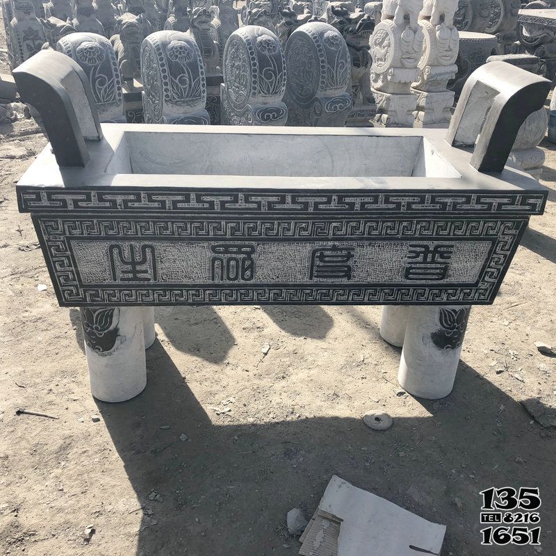 香爐雕塑-芝麻黑長(zhǎng)形露天鼎陵園擺放香爐