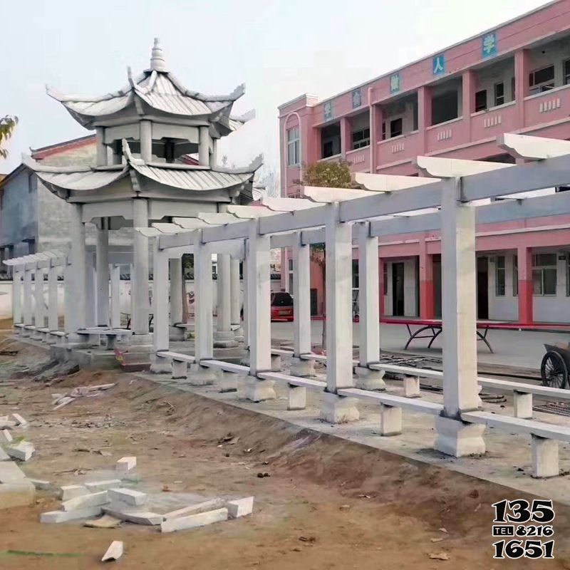 涼亭雕塑-學(xué)校操場擺放大理石長廊花架雙層仿古休閑涼亭雕塑 涼亭雕塑-學(xué)校操場擺放大理石長廊花架雙層仿古休閑涼亭雕塑