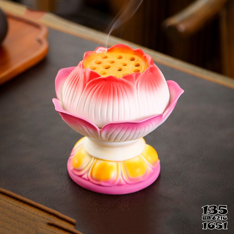 香爐雕塑-佛堂室內擺放高教蓮花盤香樹脂香爐 香爐雕塑-佛堂室內擺放高教蓮花盤香樹脂香爐高清圖片