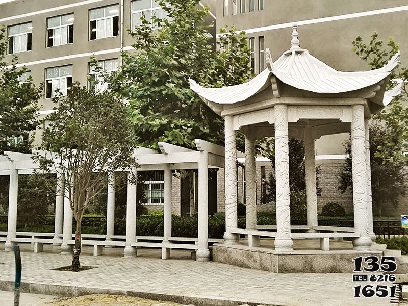 長廊雕塑-學校班擺放花崗巖石材長廊和涼亭雕塑 長廊雕塑-學校班擺放花崗巖石材長廊和涼亭雕塑高清圖片