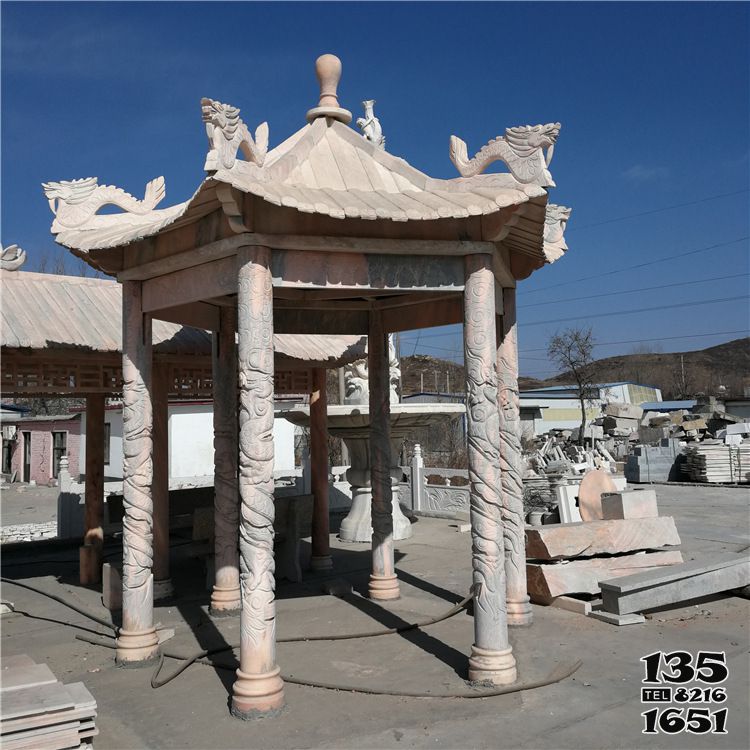 涼亭雕塑-城市公園擺放浮雕龍紋石柱仿古大理石涼亭雕塑 涼亭雕塑-城市公園擺放浮雕龍紋石柱仿古大理石涼亭雕塑高清圖片